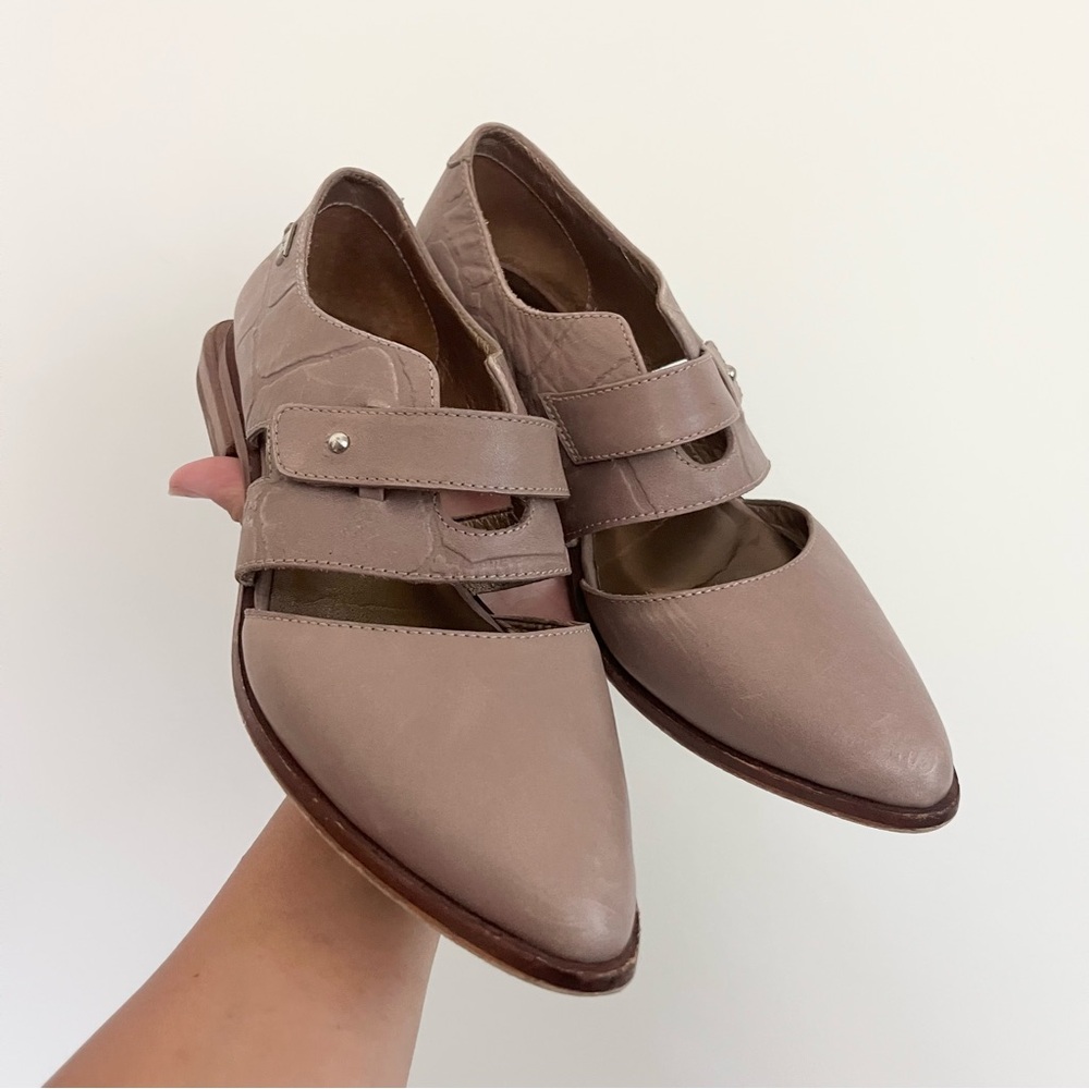 Velez for Leather Lovers Taupe Light Brown Sandals Pointed Toe Square Heel 36 6